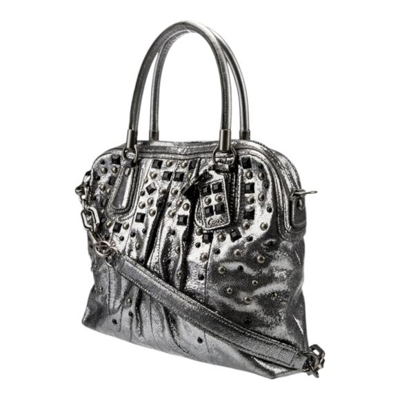 COACH Limited ED‎ KRISTIN GRAY METALLIC SILVER GUNMETAL NUBUCK SUEDE BAG Purse - Picture 4 of 16